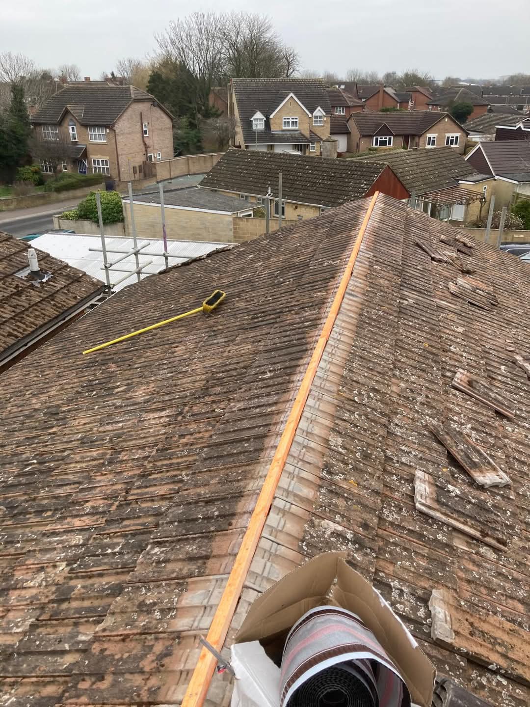 Old ridge tiles stripped ready for a new dry ridge system