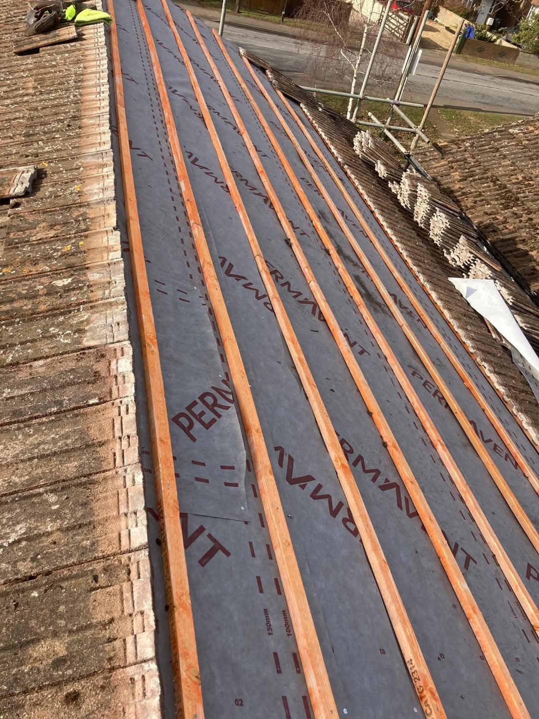 Breathable roofing membrane and new treated battens on a pitched roof